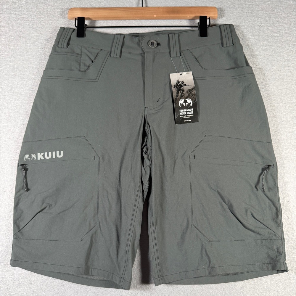 KUIU Kutana Stretch Woven Hunting Shorts Mens 34 Grey Nylon Primeflex 40100 NWT